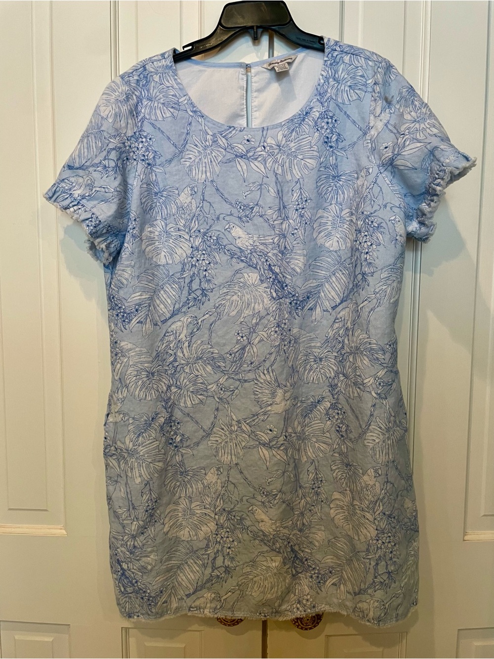 Tommy Bahama Light Blue & White Tropical Print Mini Dress